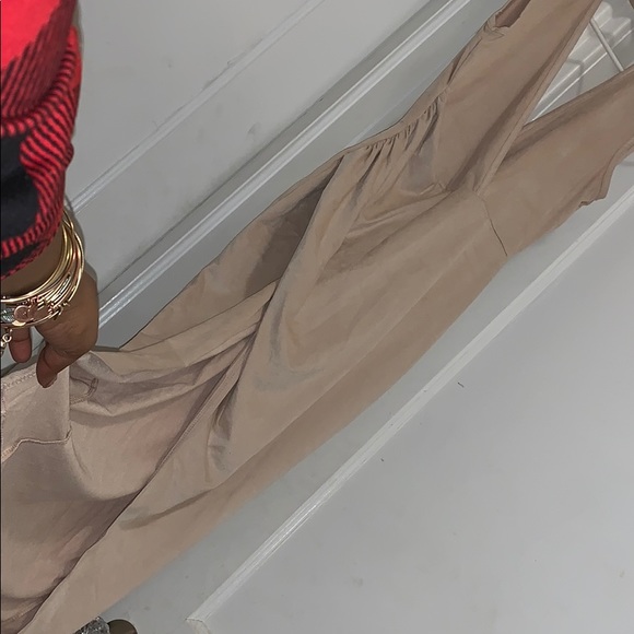 Nude Suede High Split Dress - Picture 3 of 5